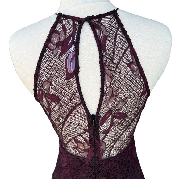 ASTR The Label Purple Eyelash Lace Halter Style Illusion Mini Dress Sexy Size Sm - Picture 6 of 11